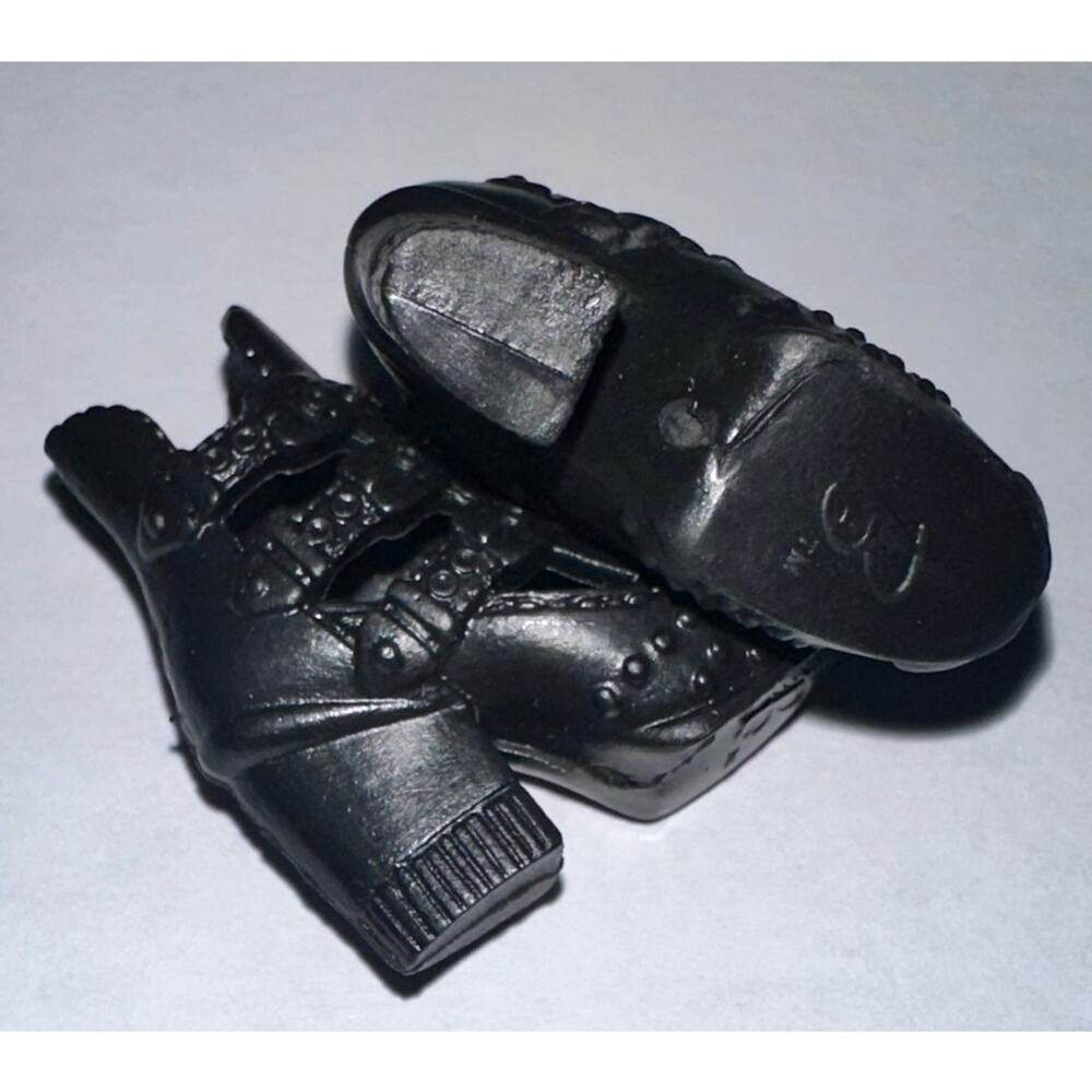 Modern Barbie Black Open Toe Cut Out Ankle Boots Heels Shoes Mattel - Picture 3 of 5
